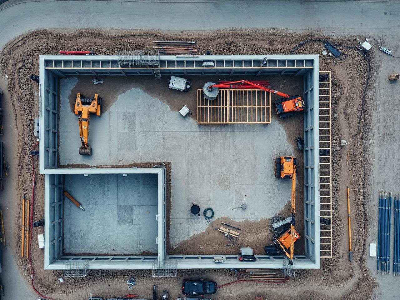 Aerial photograph of a construction site in Central Alberta